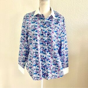 J. Crew Purple and Blue Floral Button Up Shirt
